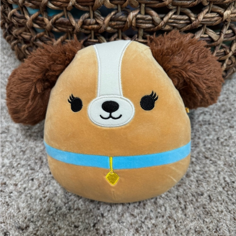 Disney Squishmallows lady‎ Cute Dog Plush Toy with Blue Collar